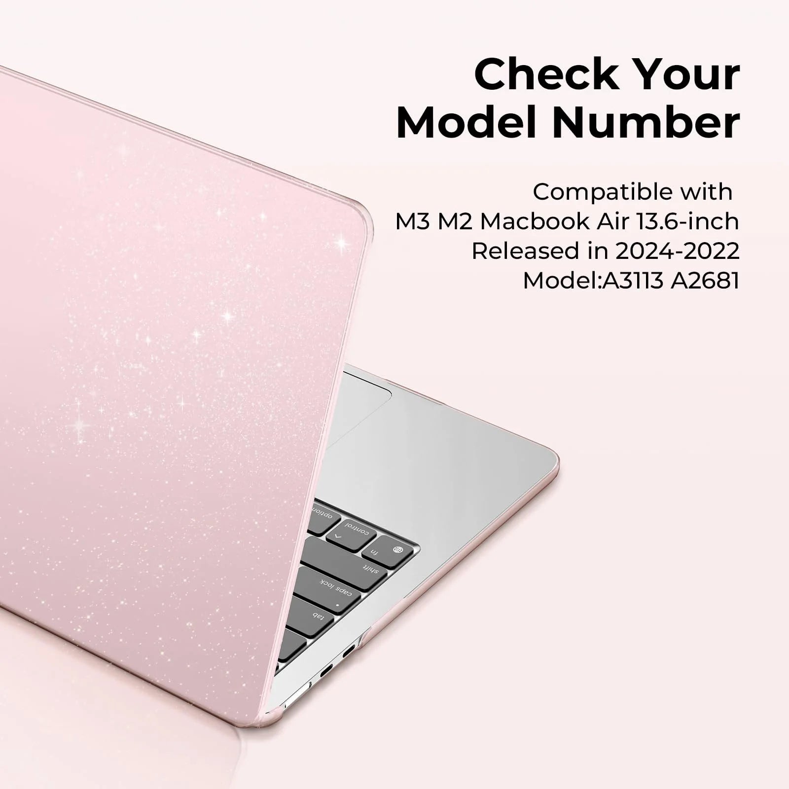 EooCoo Case for MacBook Air 13 inch M4 2025 2024-2022 Release M3 M2 A3240 A3113 A2681 for Mac Air 13.6 inch Glitter Hard Shell
