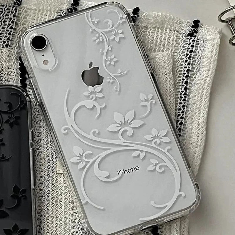 Fashion Simple Flower Transparent Phone Case For iPhone 17 Air 16 Pro Max 15 14 13 Mini 12 11 Promax 78 Plus Soft Back Cover Y2K