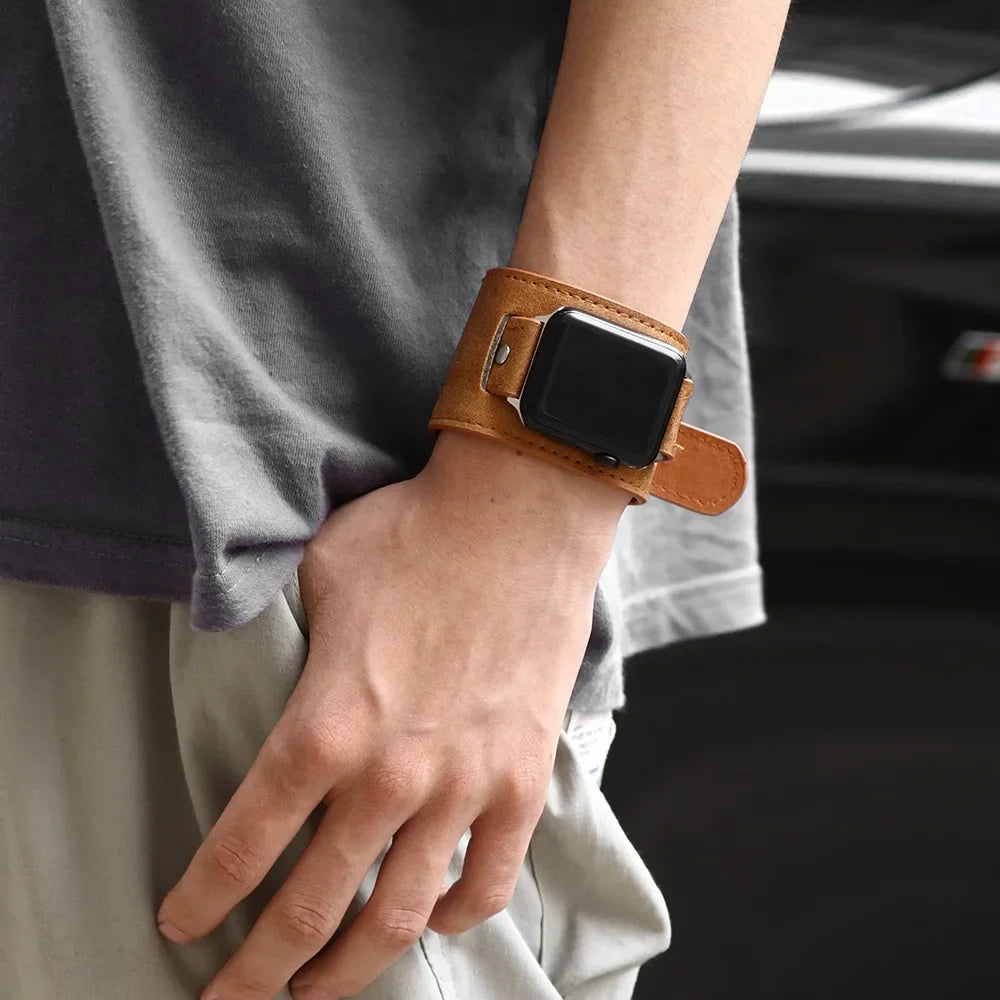 Leather bracelet for apple Watch band 46mm 42mm 44mm 40mm 41mm 45mm ultra 2 49mm watchband iwatch series 10 9 8 7 4 5 6 Se strap
