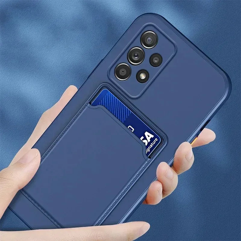 Soft Silicone Card Holder Cover For Samsung Galaxy S24 S23 S22 S21 S20 Plus FE Note 20 Ultra A51 A71 A54 Slot Wallet Back Case