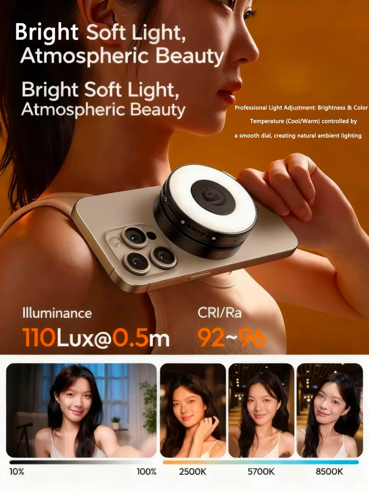 Original Ulanzi LM23 Light 3-Level Brightness Magnetic Soft LED Light Portable Pocket Vlogging Live Streaming Content Creation