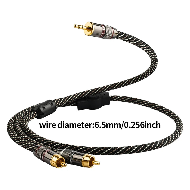 YYTCG HiFi 3.5mm to 2 RCA Audio Cable, High-Purity OFC Aux Cord for Phone PC Speaker Amplifier