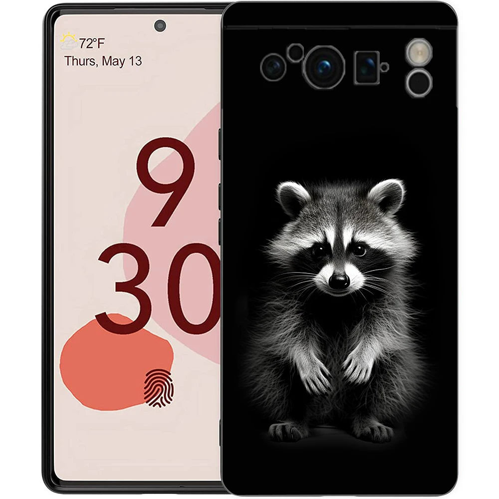 Raccoon Phone Case For Google Pixel 10 9 8 7 6 Pro XL 9A 8A 6A 7A 5G Soft Shockproof TPU Black Cover