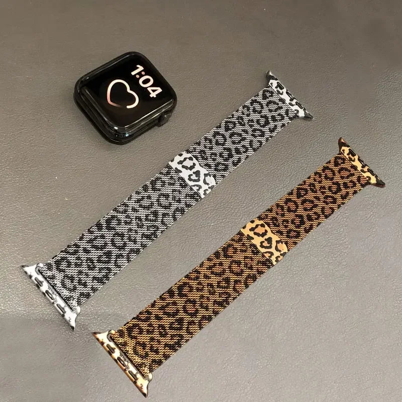 Fashion Leopard Milanese Straps For Apple Watch Bands Series11/10 42mm 46mm Print iWatch Bands Ultra 2 3 49mm Straps Accessories