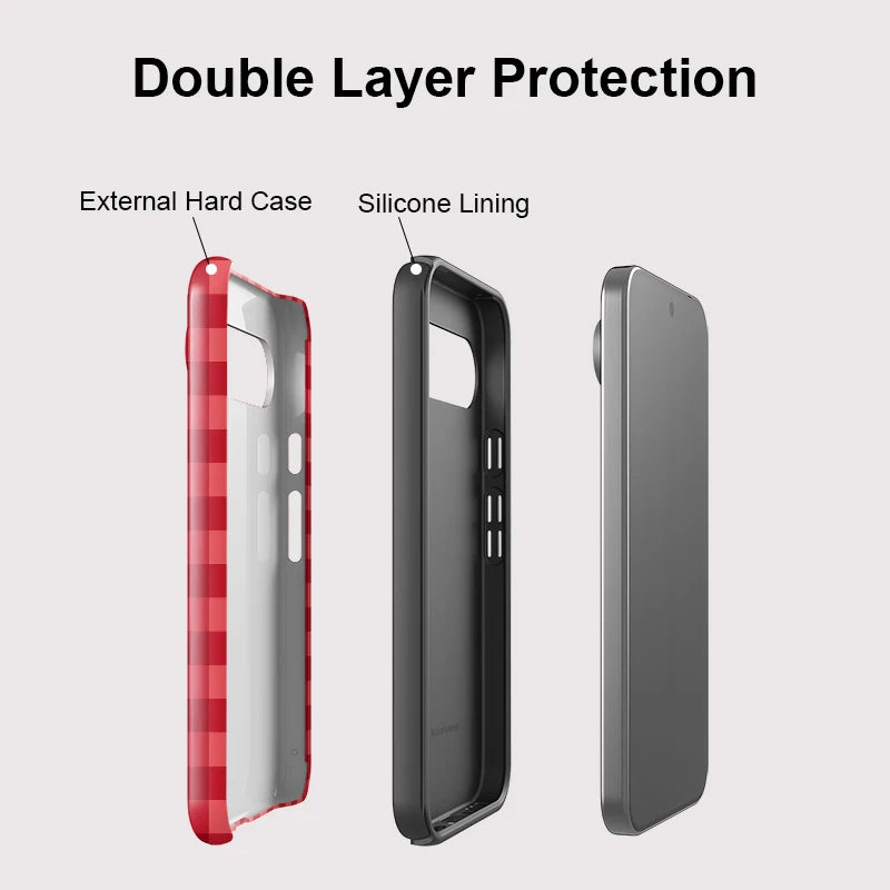 Fcicicase 2 in 1 PC+TPU Phone Case For Google Pixel 10 Pro 10A 9 10 Pro XL 7A 8A 9 8 Grid Pattern Shockproof Bumper Cover