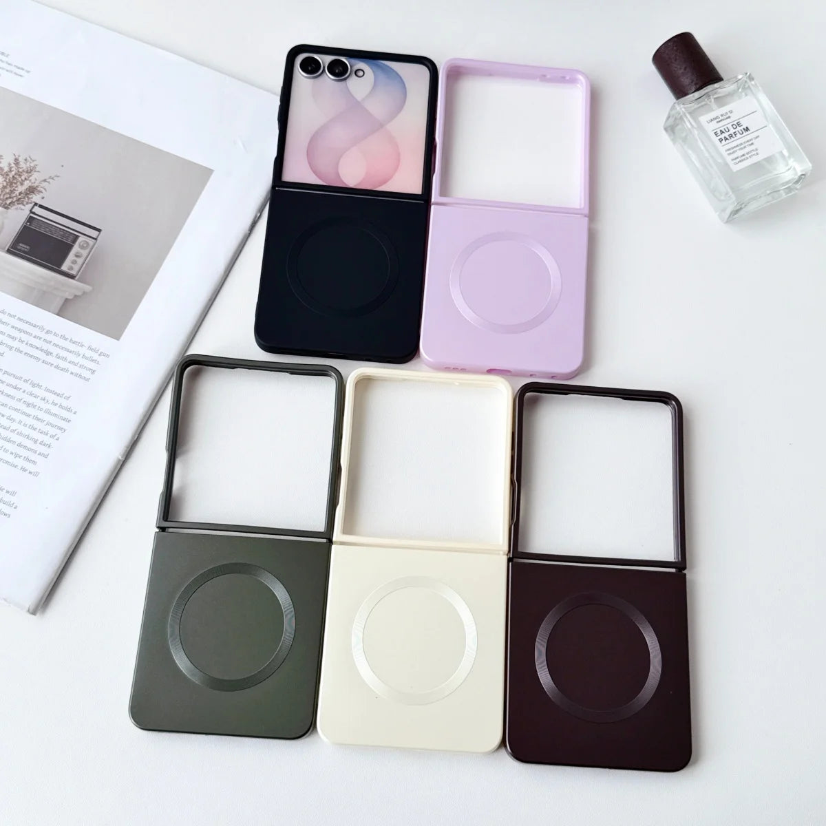 Liquid Metal Paint Silicone Soft Magnetic Case for Samsung Galaxy Z Flip 8 7 6 5 4 for Magsafe Wireless Charging Protect Cover