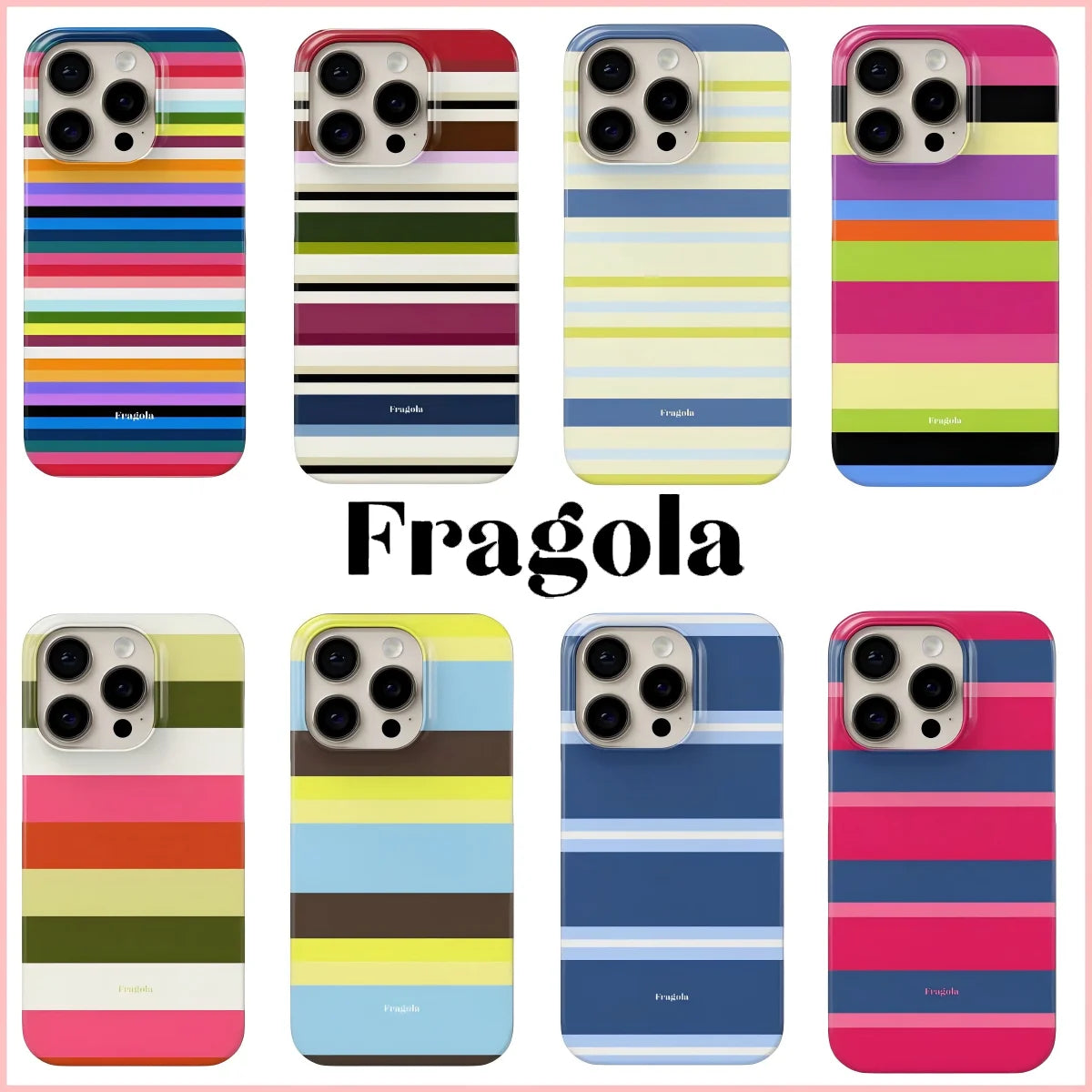 Fragola Korean Cross Stripes Phone Case for iPhone 17 16 15 14 13 12 11 Air Pro Max X XS XR XSMax 7 8 Plus Glossy Film Hard PC