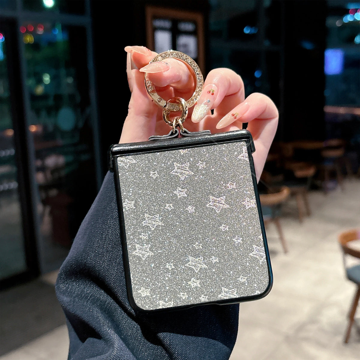 Luxury Twinkle Stars Phone Case for Motorola Razr 50 60 Ultra 2024 2025 + 2024 + 2025 with a Diamond-Plated Ring Buckle