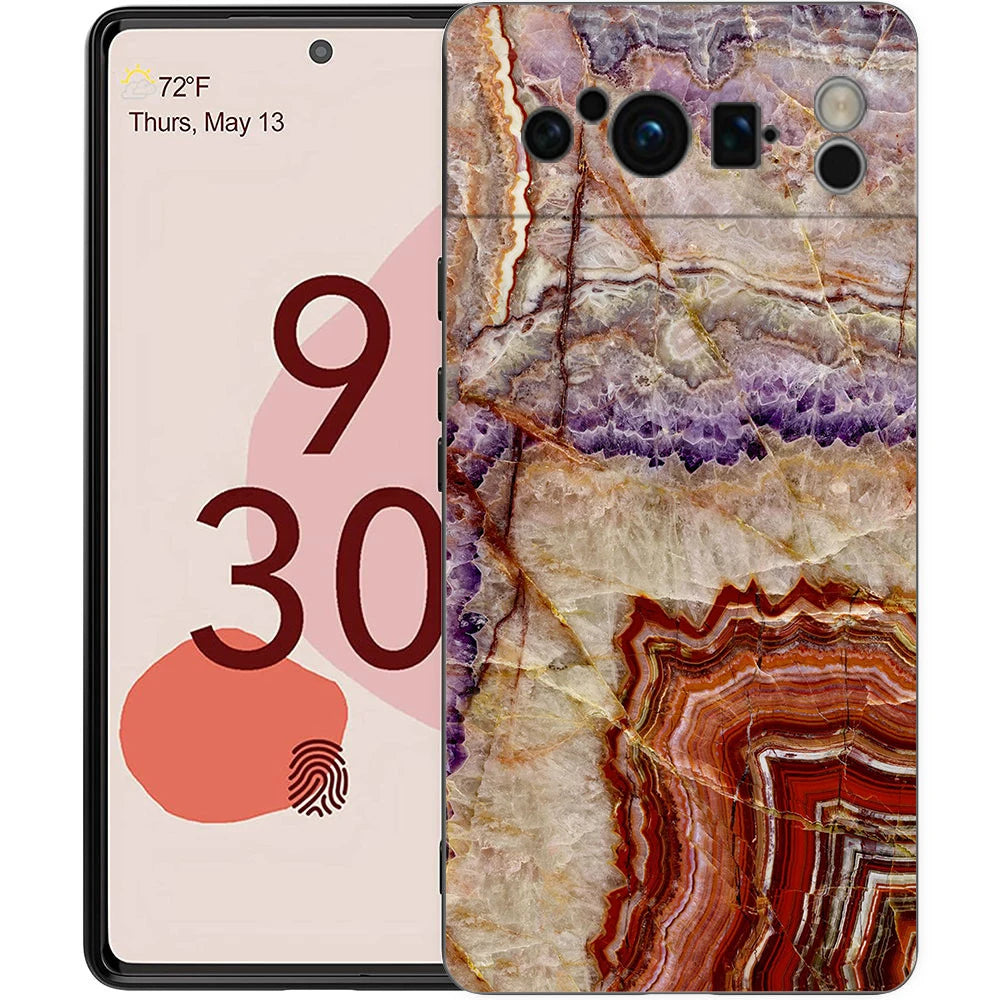 Marble Stone Phone Case For Google Pixel 10A 10 9 8 7 6 Pro XL 9A 8A 6A 7A 5G Soft Shockproof TPU Black Cover