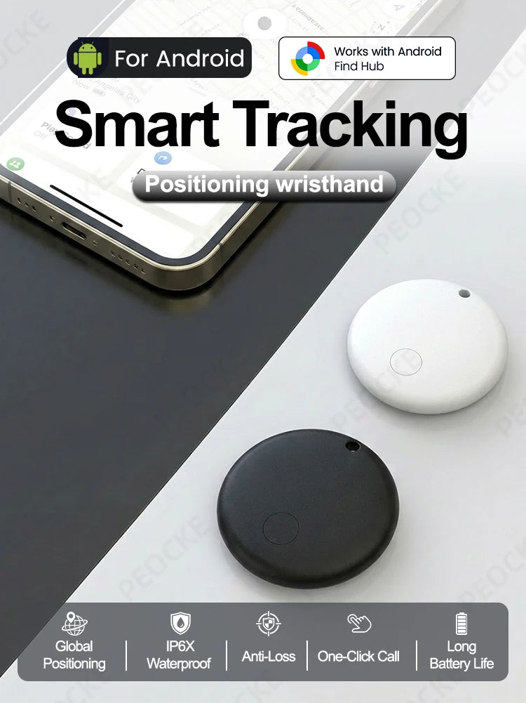Smart Location Tag With Adjustable Silicone Wristband Works with Android Google Find Hub Anti-Lost GPS Tracker Bluetooth Locator