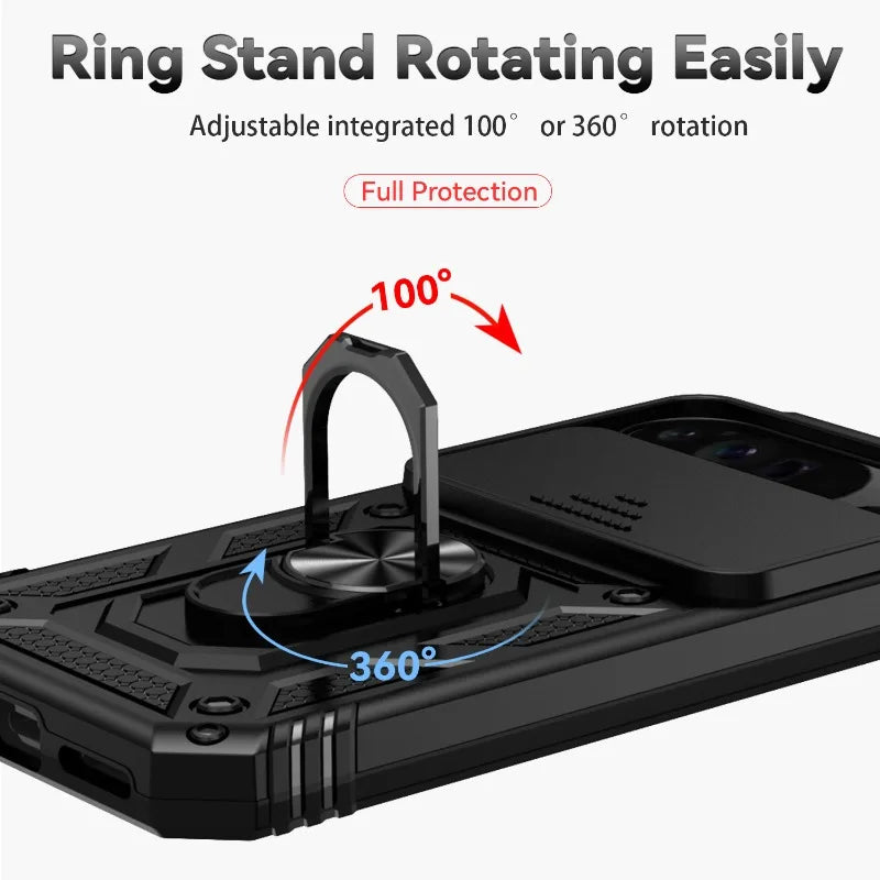 Armor Ring Bracket holder Case for Google pixel 10 Pro 9 ProXL 8 7 6 Pro XL 10A 9A 8A 7A 6A Shockproof lens Slide Protect Cover