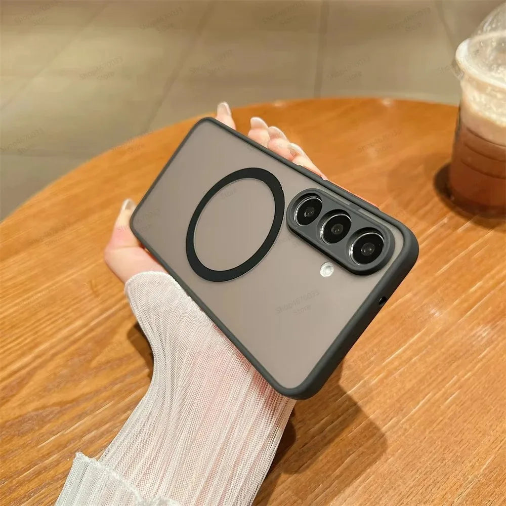 Matte Translucent Magnetic Case For Samsung Galaxy S22 S21 S20 FE S9 S10 Plus Ultra For Magsafe Wireless Charge Skin Hard Cover