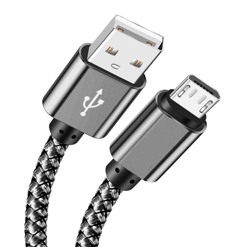Nylon Braided Micro USB Cable Data Sync 2A Fast Charging 1M 2M 3M Charger Cable For Samsung Huawei HTC Android Phone USB Micro