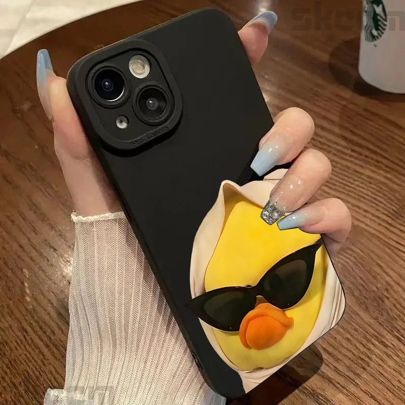 Cute Cool Duck Fashion Soft TPU Phone Case For Samsung Galaxy S23 S24 S25 Ultra S22 S21 S20 Plus FE A15 A35 A54 A55 Cover