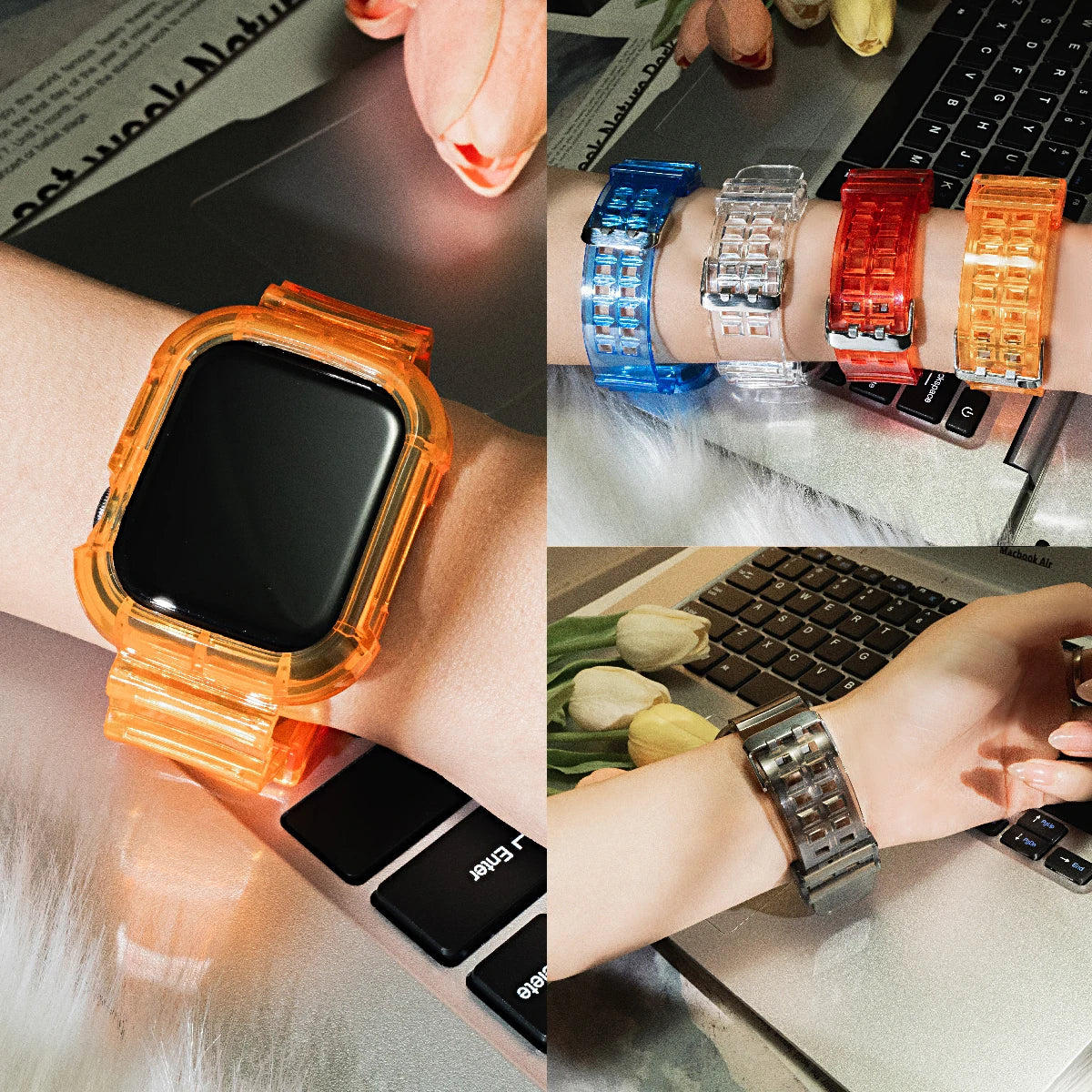 Silicone Band+Case for Apple Watch Strap 46mm 42 45MM 41 44mm 40mm 49mm Correa Sport Wrist Iwatch Series 10 9 8 7 6 Se 5 4 Ultra