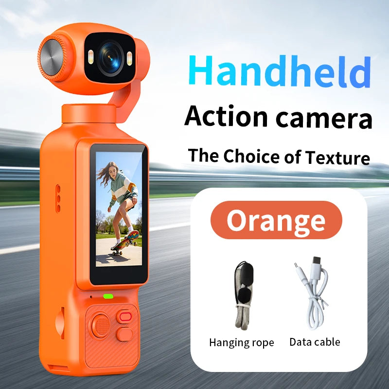 Pocket Handheld Vlog Camera 180°Rotatable Lens Anti-shake Stabilizer HD Portable Action Cam Built-in Fill Light Outdoor Travel