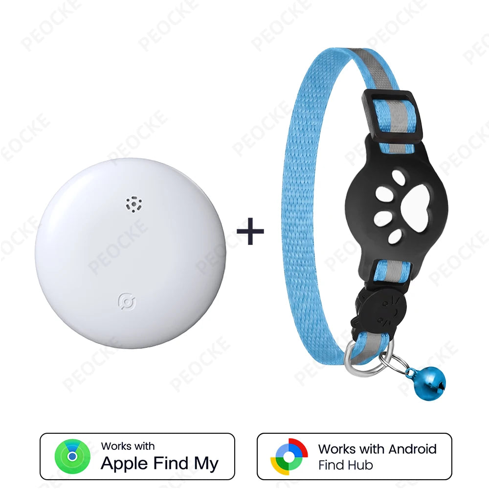 Dual System Pet Smart Tracker Tag With Cat Collar Android/iOS Anti-Lost GPS Tracker Works With Apple Find My /Google Find Hub