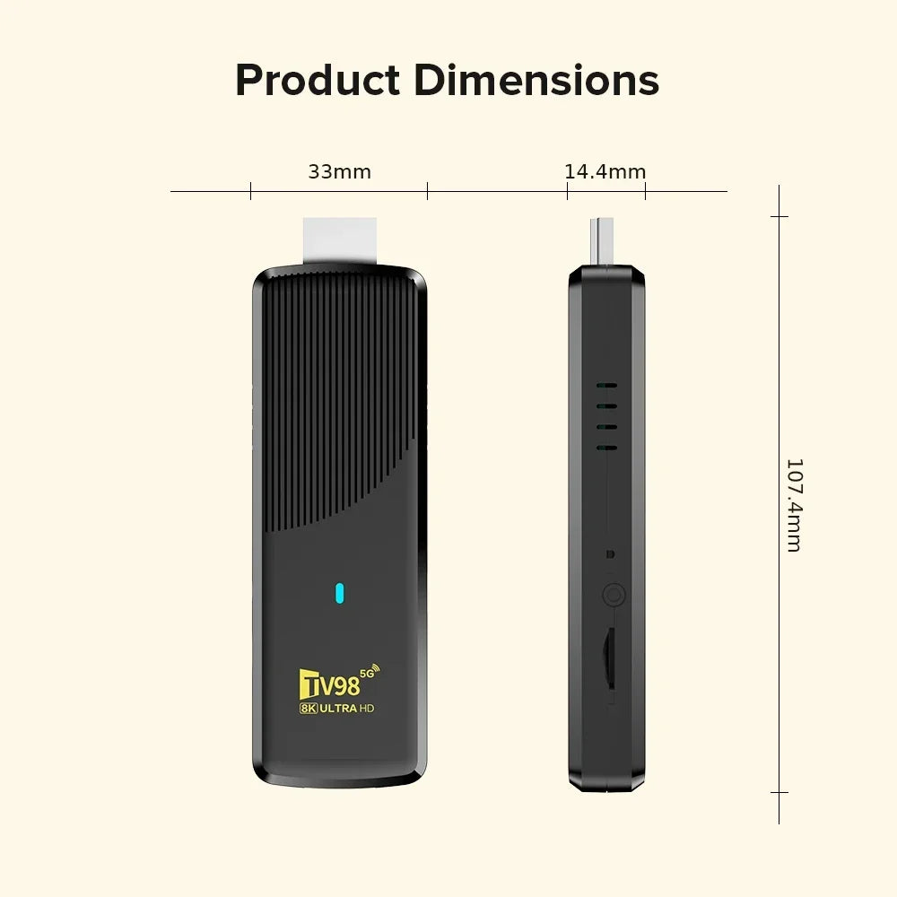 TV Stick Player New TV98 ATV X10 HD 8K 4K Android 14 Smart Media Player RK3518 Quad Core Chip Dual Wifi 5G 4G Voice Remote IPTV