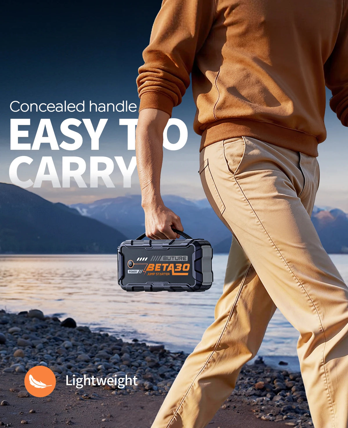 BUTURE 6000A Car Jump Starter Power Bank 18W Portable  Battery 26800 mAh Car Battery Emergency Boosters BETA30