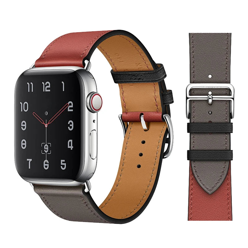 Genuine Leather Bracelet Strap For Apple Watch Band 45mm 49mm 41mm 44mm 42mm 46mm Leather Wristband iWatch Ultra 11 10 9 8 7 6 5