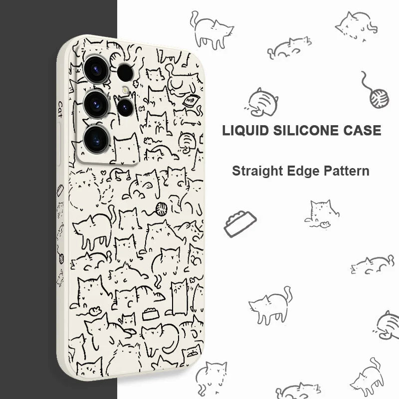 Line Cat Park Phone Case For Samsung Galaxy S25 S24 S23 S22 S21 S20 S10 S10E S9 Ultra Plus FE Note 20 Ultra 10 9 Plus Cover