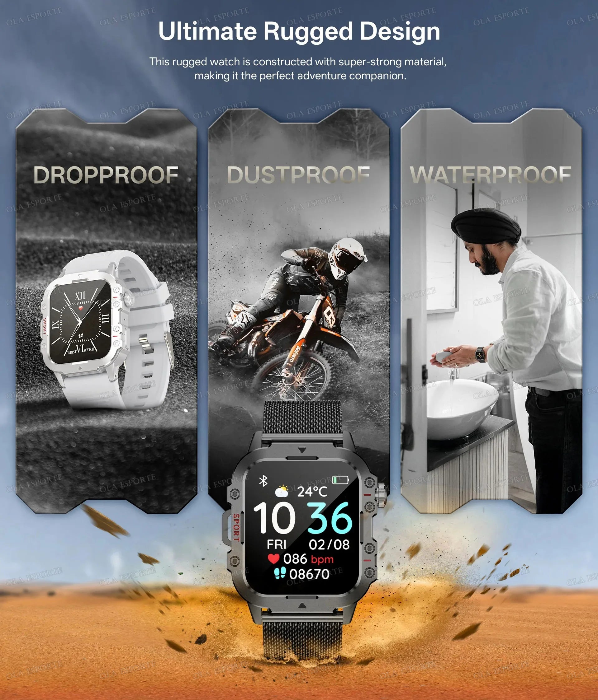 2026 New Military-grade Smart Watch Men GPS Flashlight 3ATM Waterproof Watch Bluetooth Call 100+Sport Outdoor Smartwatch Pk Hw12
