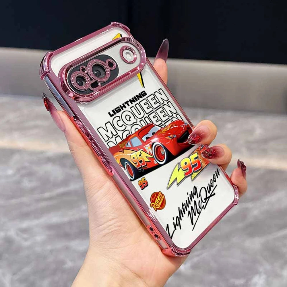 Cars Lightning McQueen Phone Case For Google Pixel 10A 9A 9 8A 8 7A 7 Pro XL Plating Drop-proof Transparent Soft Cover