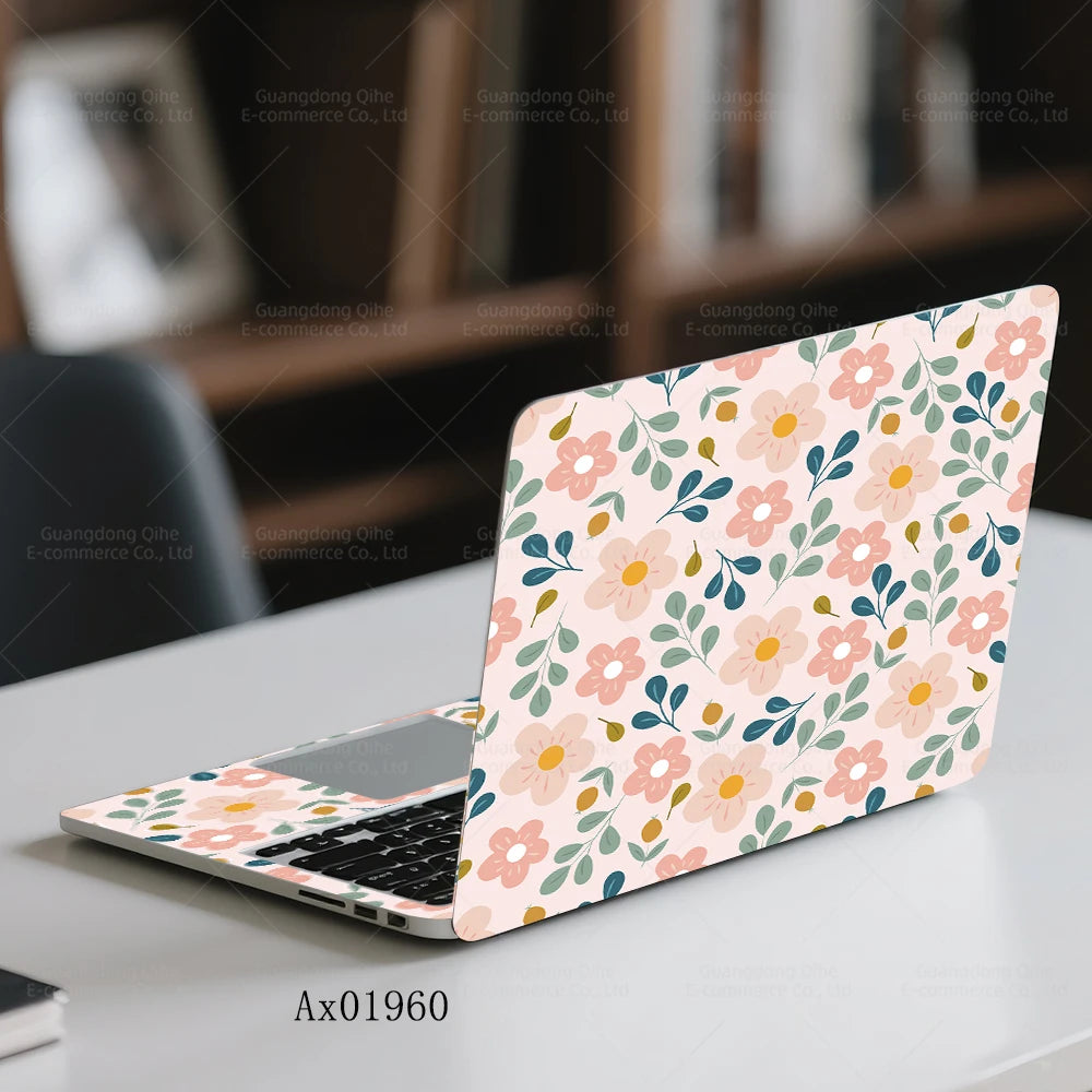 Mixed Botanical Laptop Skins Set 2PCS Cut-to-Fit Protective Stickers for 13-17 Inch Notebook Macbook Laptop Art Mural Decals