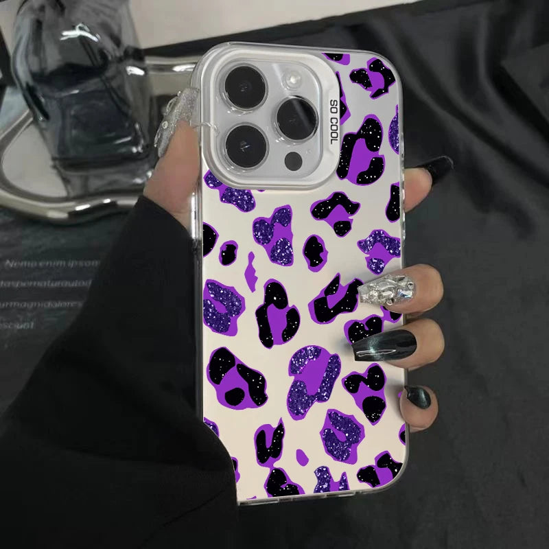 Shining Purple Leopard Print Phone Case For Samsung Galaxy S26 S25 Ultra S24 Plus S23 FE S22 S21 S20 A16 A54 A53 A34 A55 Cover