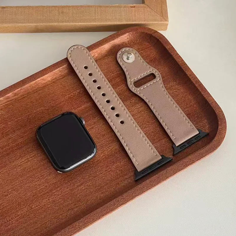 Leather straps For Apple watch 11 band 46mm 42mm 44mm 45mm 49mm 41mm 40mm correa bracelet iWatch series 10 8 9 5 6 SE 7 Ultra 3