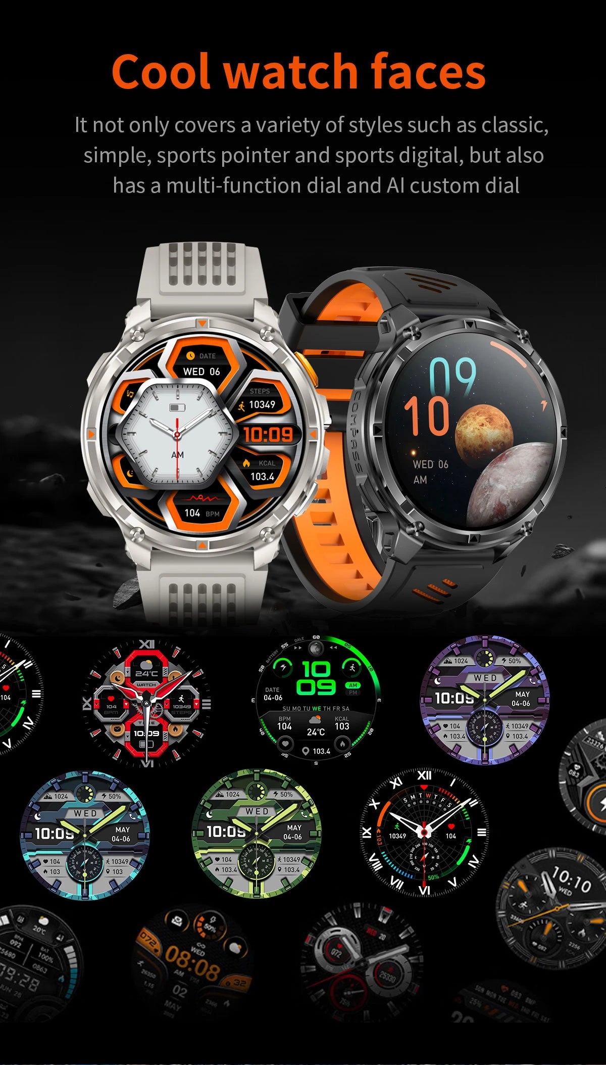2026 New 1100mah AMOLED Smart Watch Men 170+Sport Fitness LED Flashlight IP69 Waterproof Bluetooth call GPS track Smartwatch iOS
