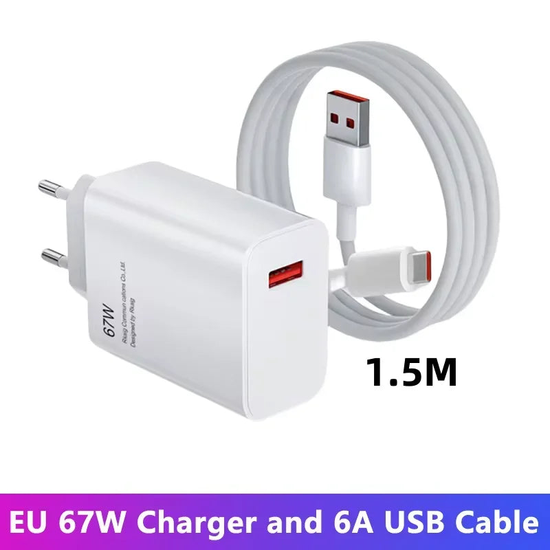 USB Charger 67W Turbo Fast Charge EU US UK Plug Adapter For Poco X6 Pro X5 F5 Mi 14 13 12s Redmi K60 K50 Mobile Phone Chargers