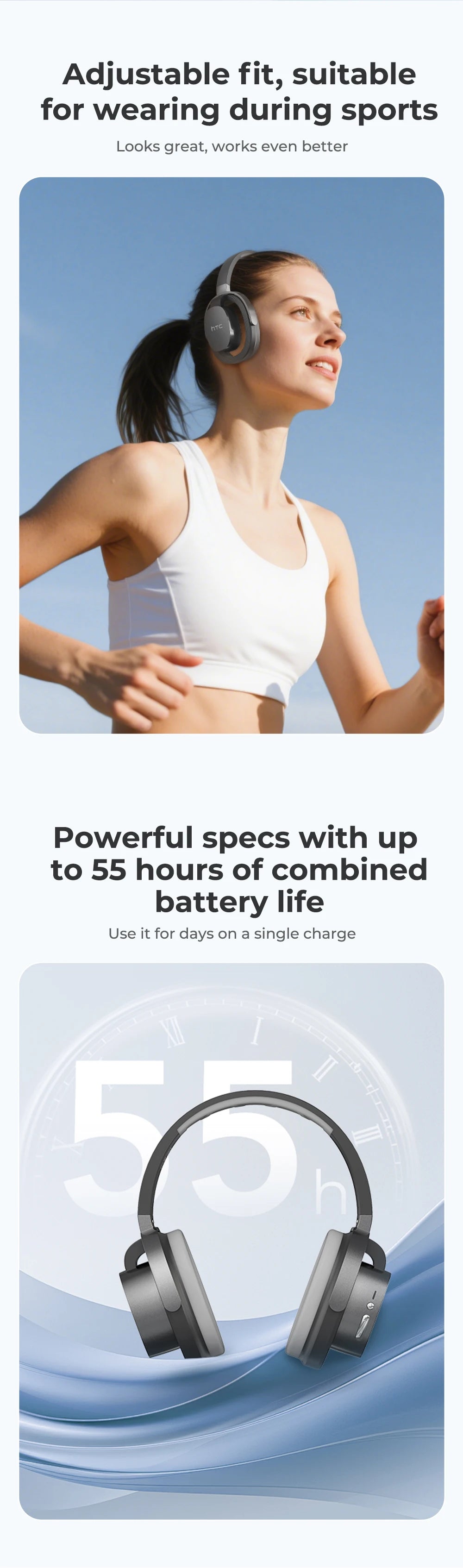 HTC HP07 Over-ear Headphones 134 Languages Translation Earphones Face-to-Face Translation Earphones Ultra-long Life Battery