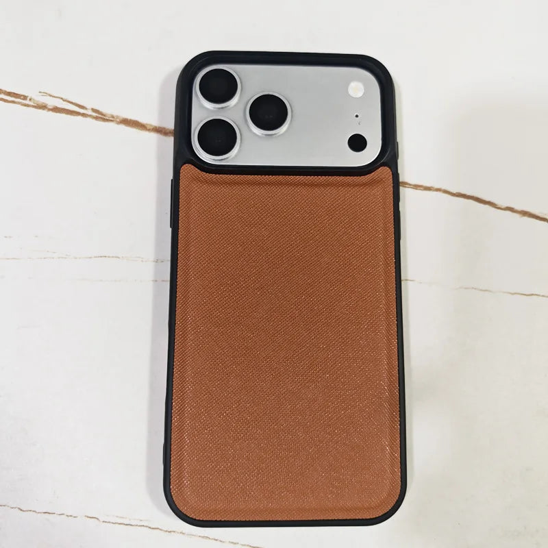 Simple Solid Color Leather Phone Cover For iPhone 17 16 15 Pro Max Business Office Style Case