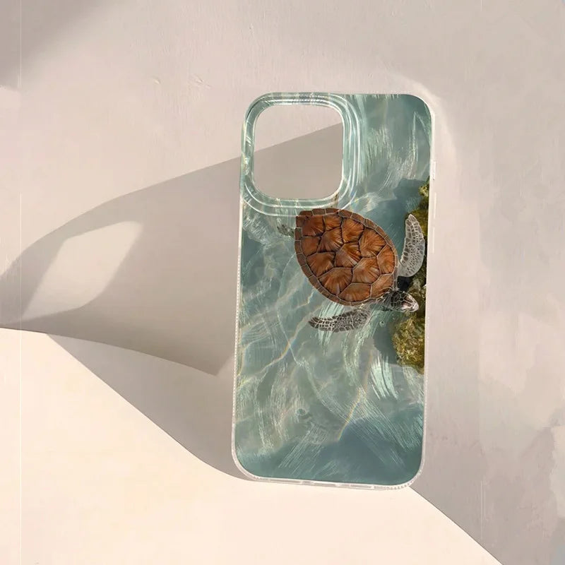 Summer Cool Turtle Pattern IMD Phone Case for Samsung A55 5G A35 A15 A34 A16 S25 S24 S23 FE Plus S22 S21 Ultra Glossy Cover