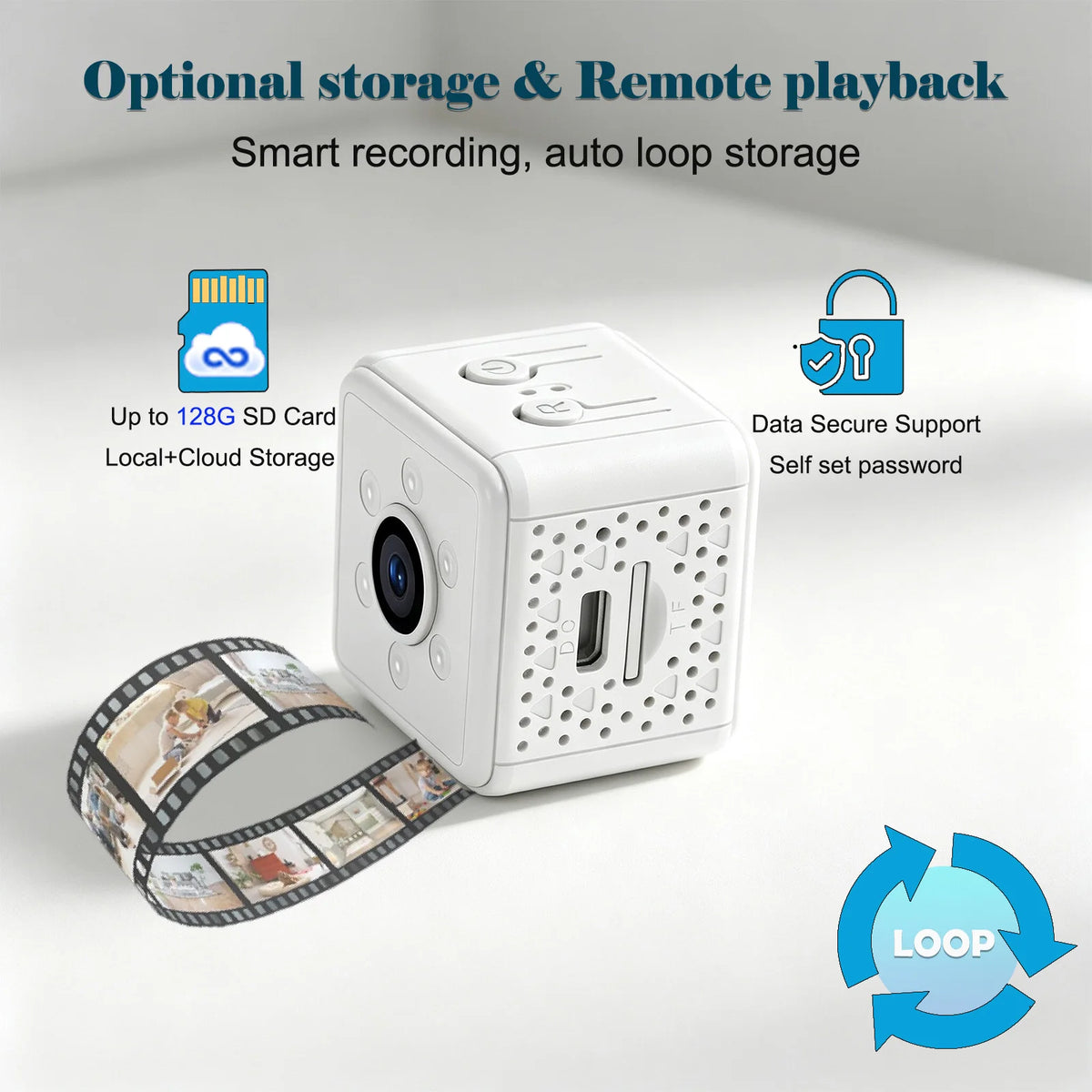 Next-Gen Mini Wireless Security Camera Portable Smart Indoor Nanny Cam with Motion Alerts