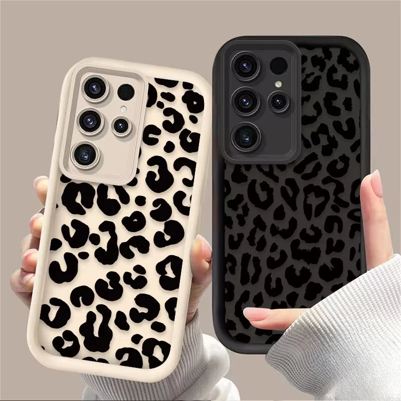 Leopard Print Pattern Silicone Case For Samsung Galaxy S24 S25 S23 Ultra S22 S21 Plus FE A15 A35 A54 A55 Silicone Soft Cover