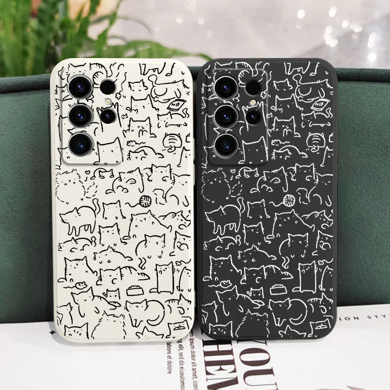 Line Cat Park Phone Case For Samsung Galaxy S25 S24 S23 S22 S21 S20 S10 S10E S9 Ultra Plus FE Note 20 Ultra 10 9 Plus Cover