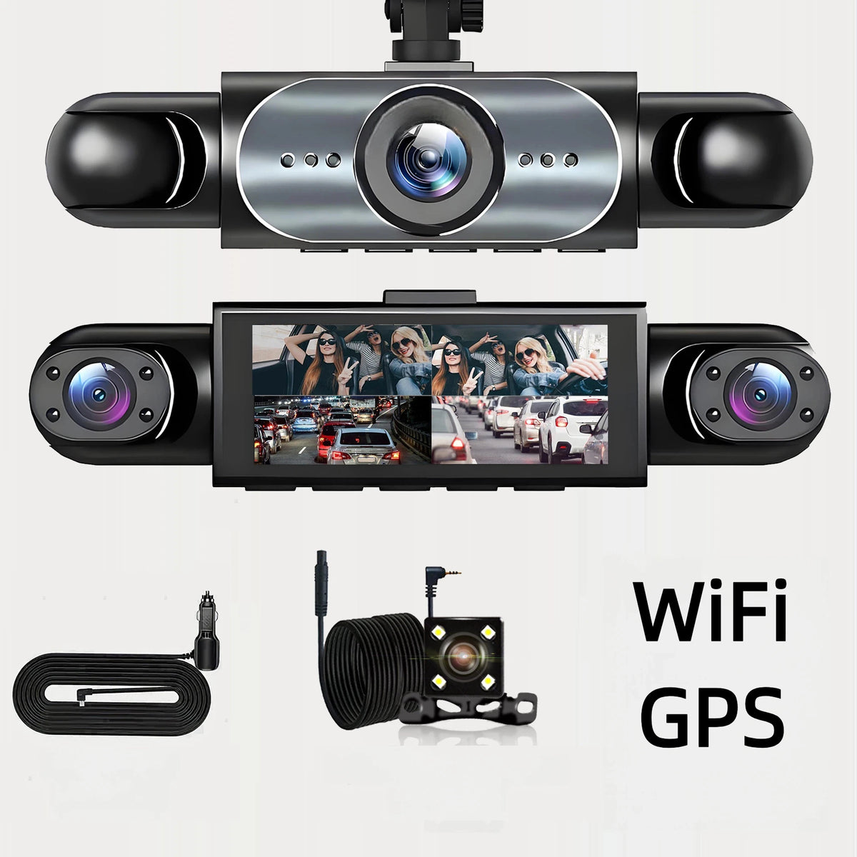 4 Channel Dash Cam 360° Car Video Recorder Black Box with Night Vision 24/7 Parking Monitor G-Sensor Loop Recording Auto Parts
