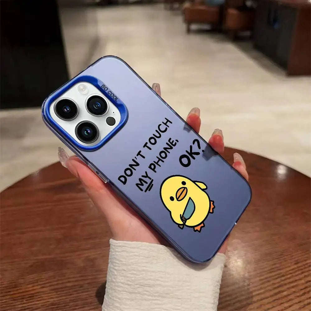 Duck Dont Touch My Phone Phone Case For iPhone 17,16,15,14,13,12,Pro,Max,Plus,E,SE4,Air,Mini Colorful IMD Box