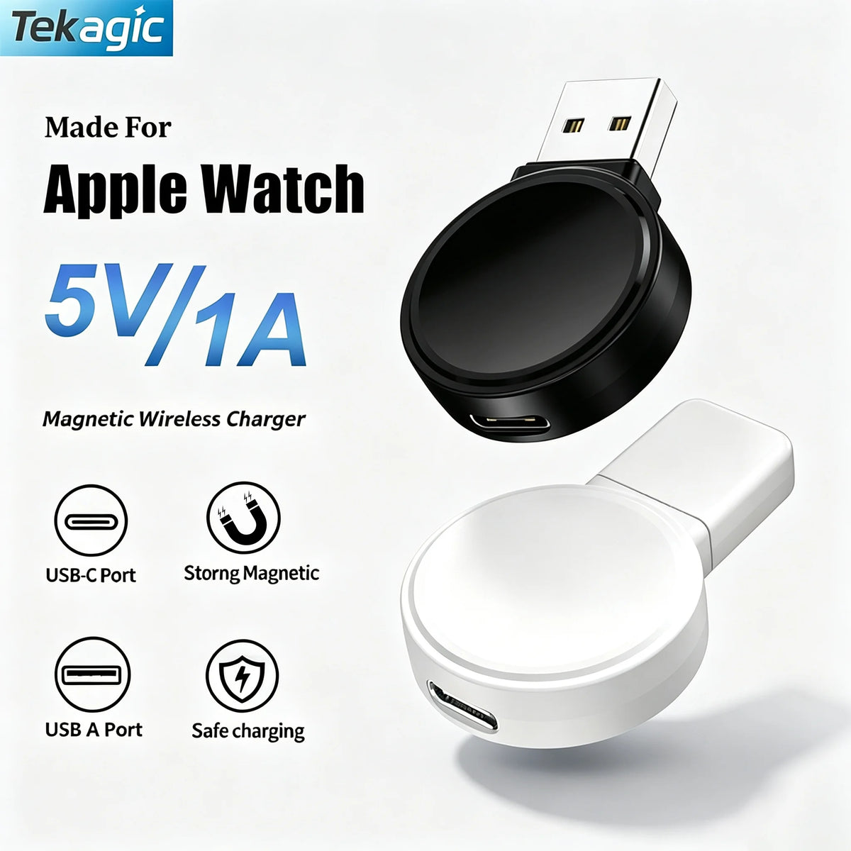 Magnetic Wireless Charger For Apple Watch Series 11 10 9 8 7 USB Type C Convert Charger for iWatch USB A Portable Charging Stand