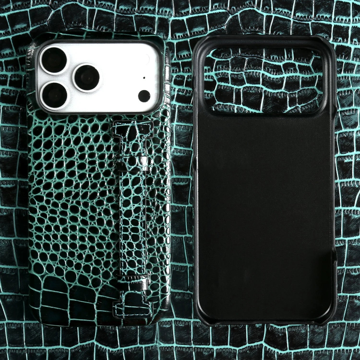 Luxury Genuine Leather Case With Wrist Strap Kickstand For iPhone 17 Pro Max 16 15 14 13 12 Crocodile Pattern Protective Funda
