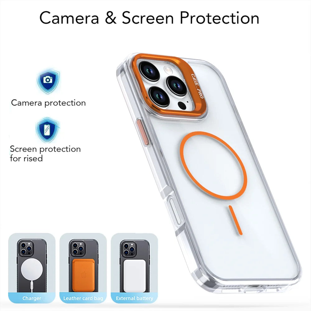 New Original For Magsafe Invisible Lens Stand Holder Phone Case For iPhone 14 15 16 17 18 Pro Max Plus 13 12 Clear Acrylic Cover