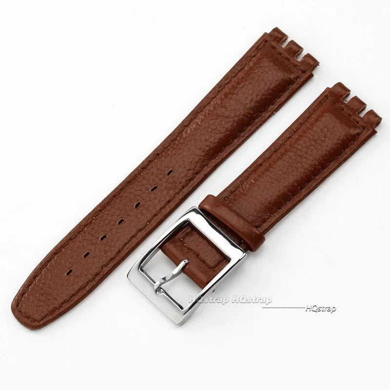 Watch Strap for Swatch 17mm Genuine Cowhide Leather Bracelet Men Women Waterproof Sport Replacement Watchband Belt Accessories