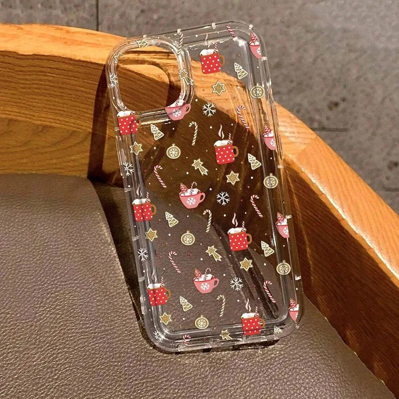 Winter Christmas Graphic Print Clear Case For iPhone 16 15 14 13 12 11 Pro Max 16E XS XR SE2 7 8 Plus SE2 SE3 Shockproof Cover