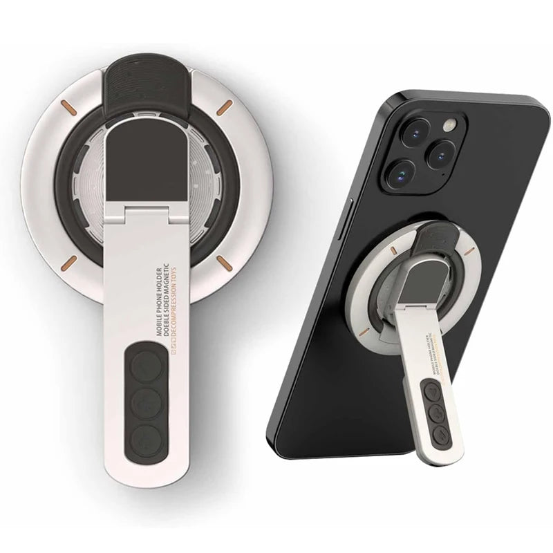 Dual-Sided Magnetic Portable Multi-Function Phone Ring Holder 360° Rotating Desktop Stand Compatible with Multiple Phone Models