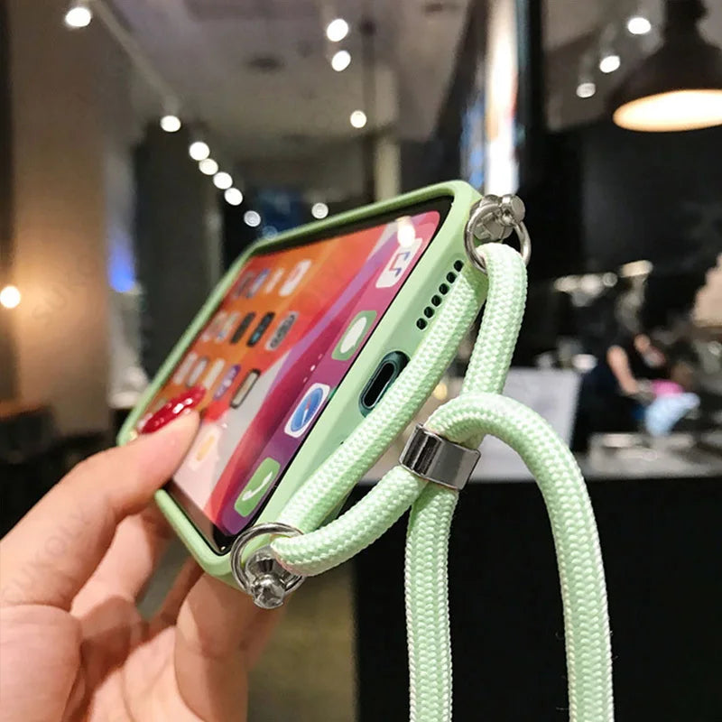Neck Strap Liquid Silicone Case For Samsung Galaxy A56 A54 A57 S23 Plus A53 5G A55 S21 FE S22 S24 S26 S25 Ultra Lanyard Case