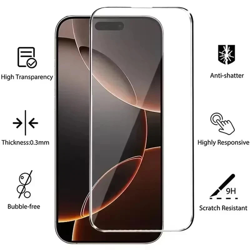 6Pcs Tempered Glass For iPhone 17 Air 18 16 15 14 13 12 11 Pro Max Mini Screen Protectors For iPhone 16e 13 Mini XS XR 7 8 Plus