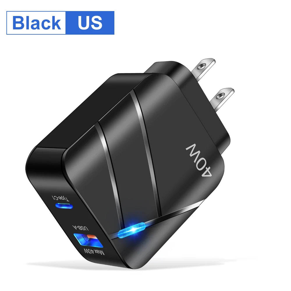 AIXXCO USB PD Quick Charge 28W 40W USB Charger QC3.0 2A Fast Wall Charger Mobile Phone Charger for Samsung Xiaomi iPhone 12