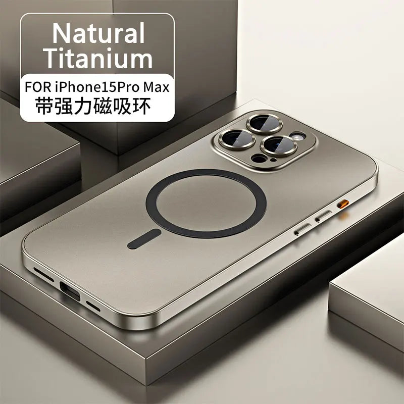 Metal Frame Phone Case For Iphone 18 17 14 15 16 13 Pro Max 16 15 Plus 17 Air Luxury Aluminum Magnetic PC Back Panel Phone Cover